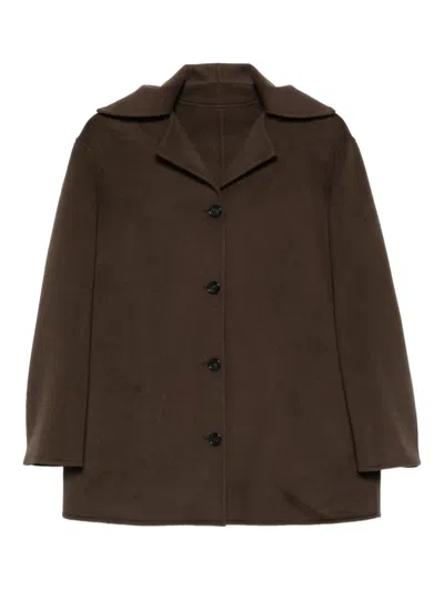 Alberta Ferretti Button-fastening Collared Jacket In Brown