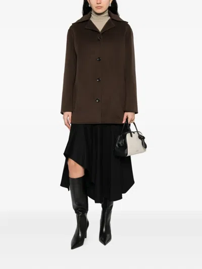 Alberta Ferretti Button-fastening Collared Jacket In Brown