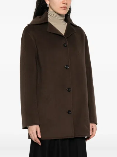 Alberta Ferretti Button-fastening Collared Jacket In Brown