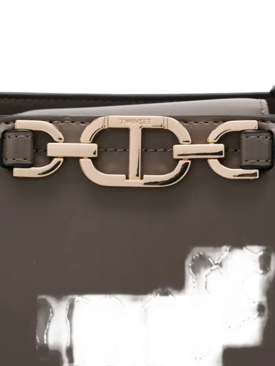 Twinset Twin-set Structured Handbag With Gold-tone Chain Detail In Neutral