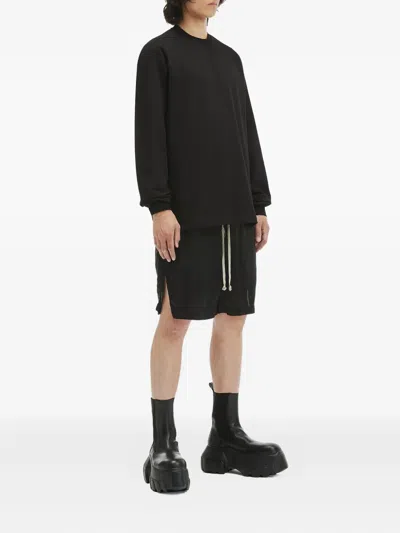 Rick Owens Boxers Drawstring Side-split Shorts In Black