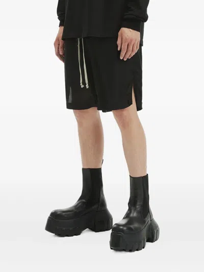 Rick Owens Boxers Drawstring Side-split Shorts In Black