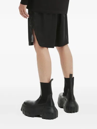 Rick Owens Boxers Drawstring Side-split Shorts In Black