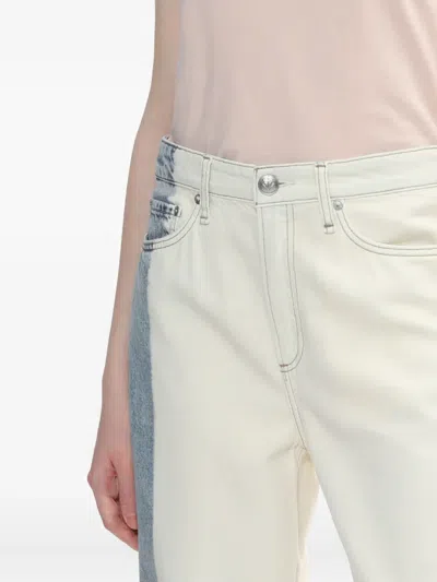 Rag & Bone Featherweight Logan Mid Rise Wide Leg Pants In Bleach Stripe In White