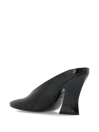 Givenchy Glossy Finish Curved Heel Pointed Toe Mules In Black