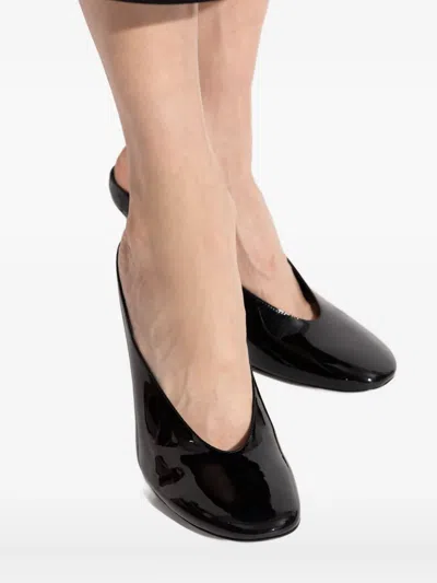 Givenchy Glossy Finish Curved Heel Pointed Toe Mules In Black
