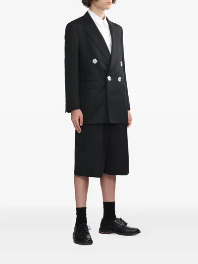 花卉缀饰双排扣西装夹克