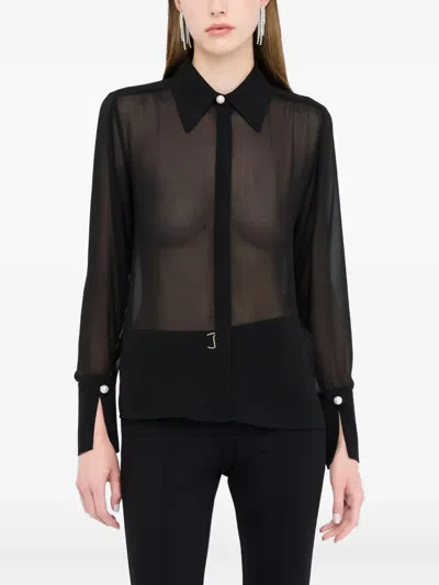 Liu •jo Long Sleeve Beaded Shirt In Black