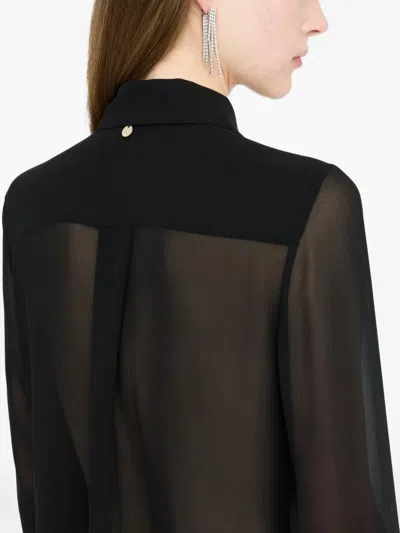 Liu •jo Long Sleeve Beaded Shirt In Black