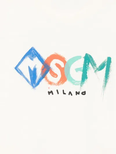 Msgm Ivory T-shirt For Boy With Logo In White