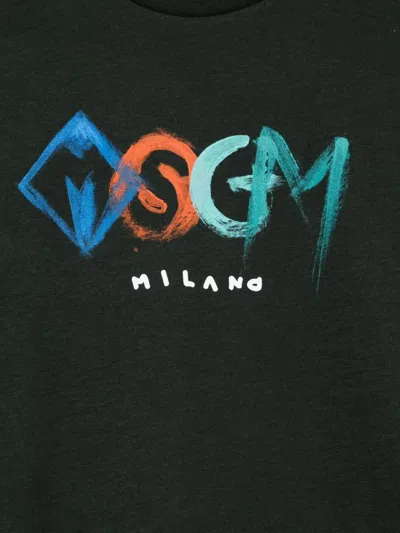 Msgm Black T-shirt For Boy With Logo In Black