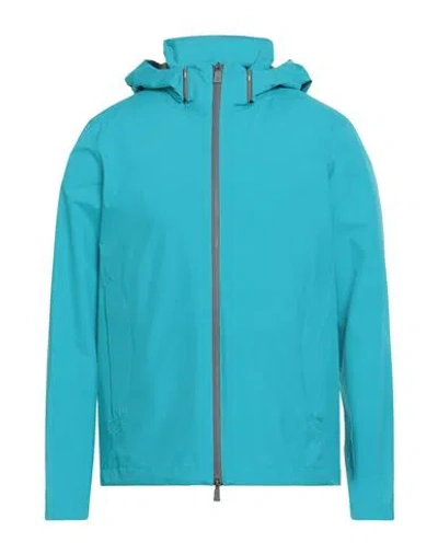 Herno Man Jacket Turquoise Size 46 Polyester, Ptfe - Polytetrafluoroethylene, Polyamide, Elastane In Blue
