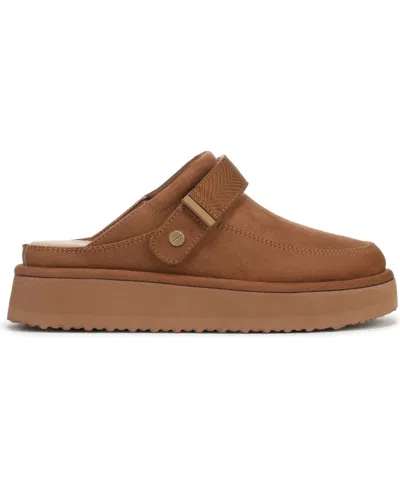 Dr. Scholl's Women's Chill Time Round Toe Platform Mules In Brown