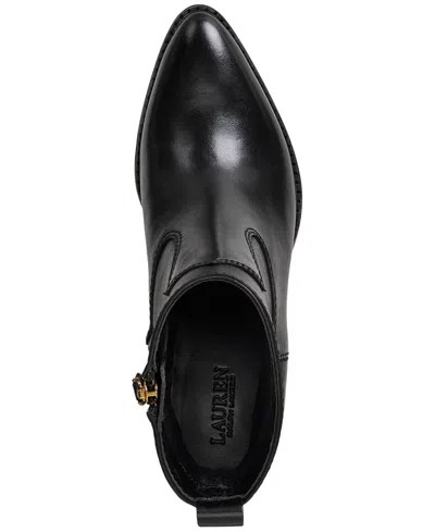 Ralph Lauren Women's Harpher Burnished Leather Booties In Black