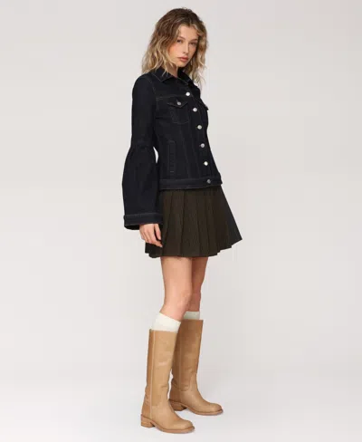 Avec Les Filles Women's Flare-sleeve Denim Trucker Jacket In Blue