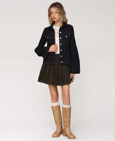 Avec Les Filles Women's Flare-sleeve Denim Trucker Jacket In Blue