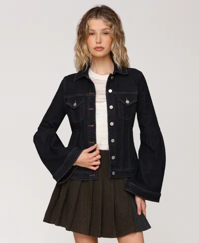 Avec Les Filles Women's Flare-sleeve Denim Trucker Jacket In Blue
