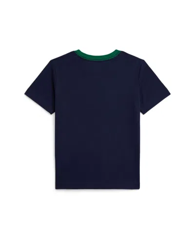 Polo Ralph Lauren Big Boys Logo Color Blocked T-shirt In Blue
