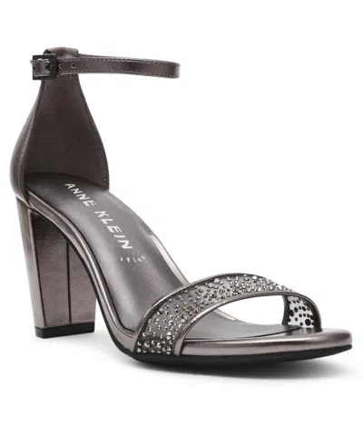 Anne Klein Women's Kourtney Two Piece Block Heel Dress Sandals In Silver