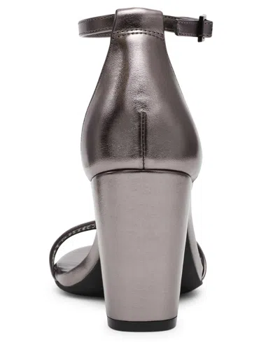 Anne Klein Women's Kourtney Two Piece Block Heel Dress Sandals In Silver