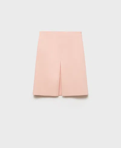 Mango Cotton Midi-skirt With Pleat Detail Pastel Pink In Pink