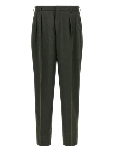 褶饰车缝褶长裤