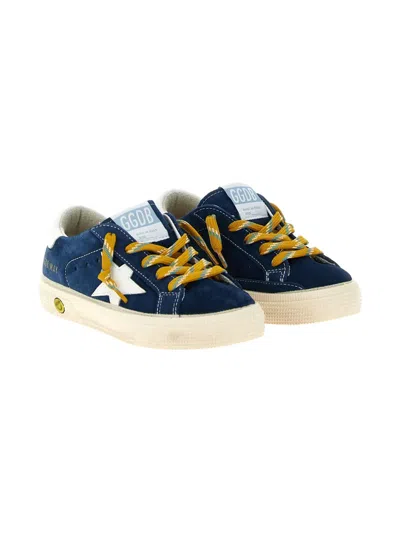 Golden Goose May Suede Sneakers With White Leather Star And Heel Tab In Blue