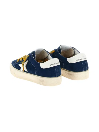 Golden Goose May Suede Sneakers With White Leather Star And Heel Tab In Blue