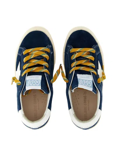 Golden Goose May Suede Sneakers With White Leather Star And Heel Tab In Blue