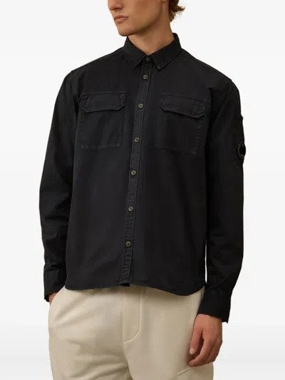 C.p. Company Organic Gabardine Lens Shirt In Black