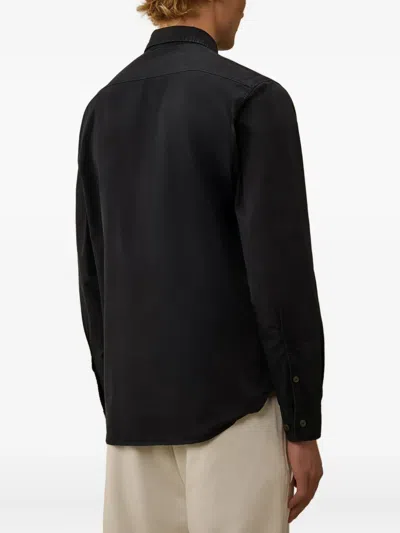 C.p. Company Organic Gabardine Lens Shirt In Black