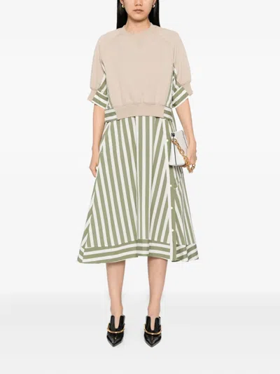 3.1 Phillip Lim Detachable-sweatshirt Striped Cotton Midi Dress In Multi