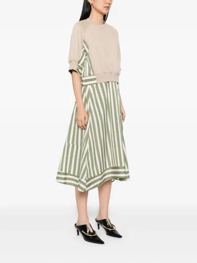 3.1 Phillip Lim Detachable-sweatshirt Striped Cotton Midi Dress In Multi