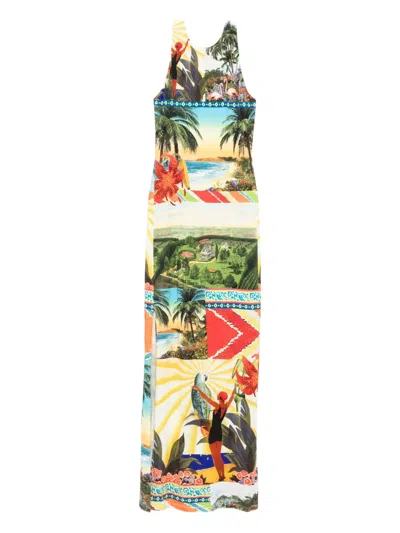 Alice And Olivia Pania Racer Neck Maxi Dress Island Dreams In Multi