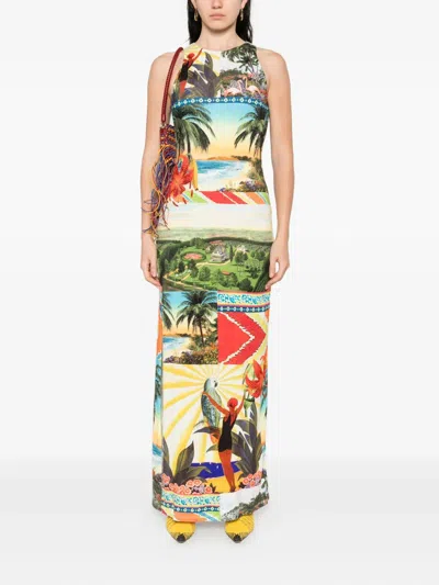 Alice And Olivia Pania Racer Neck Maxi Dress Island Dreams In Multi