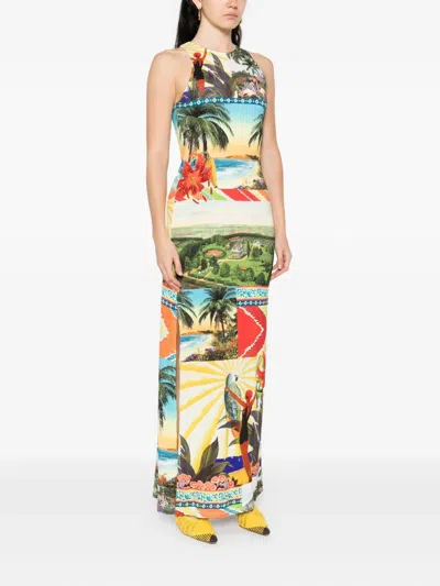 Alice And Olivia Pania Racer Neck Maxi Dress Island Dreams In Multi