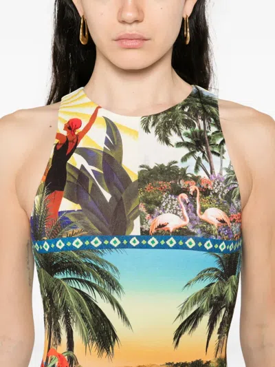 Alice And Olivia Pania Racer Neck Maxi Dress Island Dreams In Multi