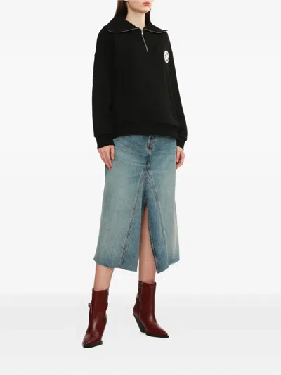 Joshua Sanders Smiley-motif Half-zip Sweatshirt In Black