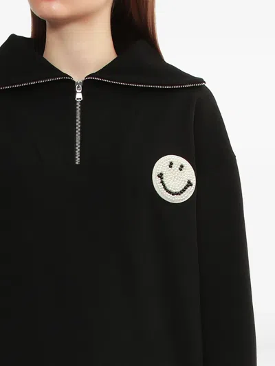 Joshua Sanders Smiley-motif Half-zip Sweatshirt In Black