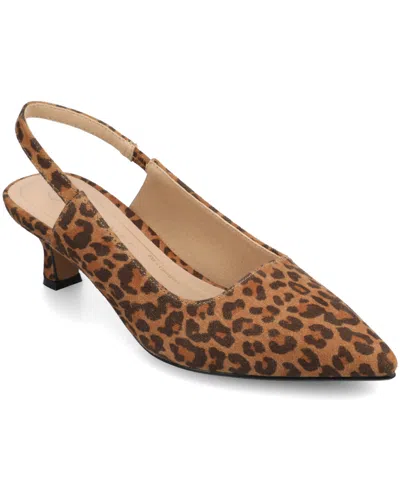 Journee Collection Paulina Womens Pointed Kitten Heel Pumps In Brown