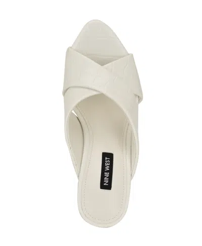 Nine West Sancie Croc Embossed Stiletto Sandal In White