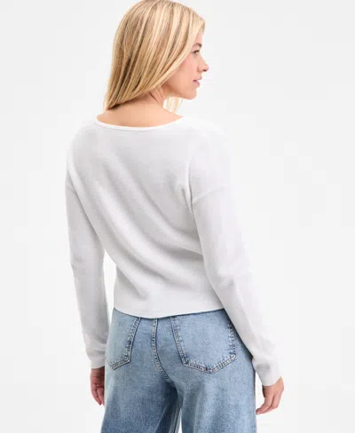 On 34th Women's V-neck Button-front Cardigan, Exclusively At Macy's In White