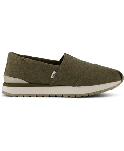 Toms Women's Womens Resident Plus Military Olive Two Tone Slub Slip On In Green