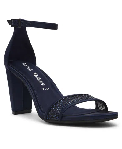 Anne Klein Women's Kourtney Two Piece Block Heel Dress Sandals In Blue
