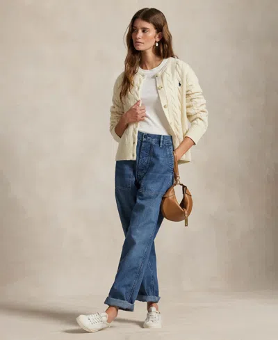 Polo Ralph Lauren Women's Cable-knit Wool-cashmere Cardigan Sweater In Neutral