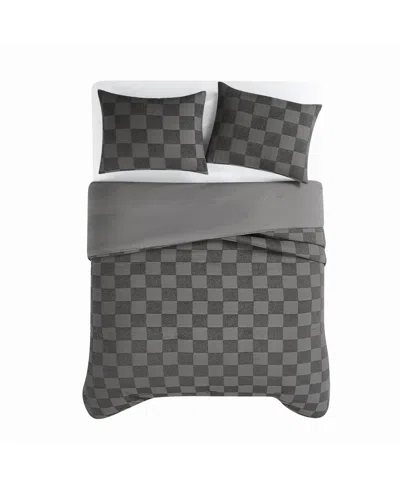 Truly Soft Textured Checkered Comforter Sets In Gray