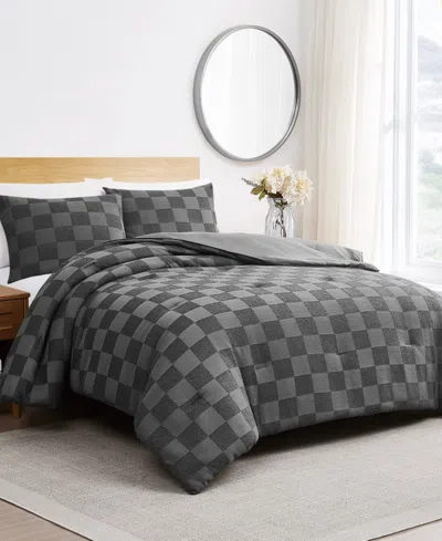 Truly Soft Textured Checkered Comforter Sets In Gray