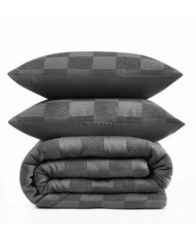 Truly Soft Textured Checkered Comforter Sets In Gray