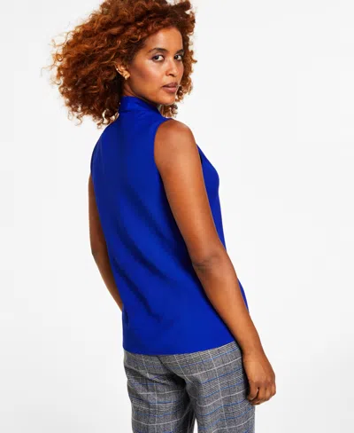 Kasper Women's Sleeveless Tie-neck Top, Regular & Petite In Blue