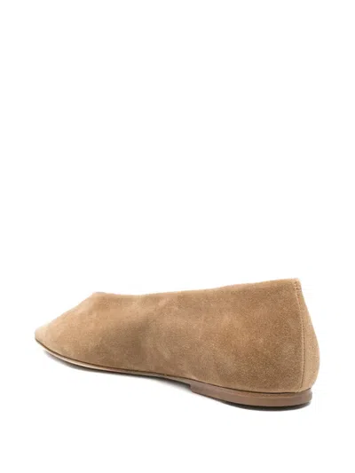Dear Frances Topo Pointed-toe Suede Flats In Neutral
